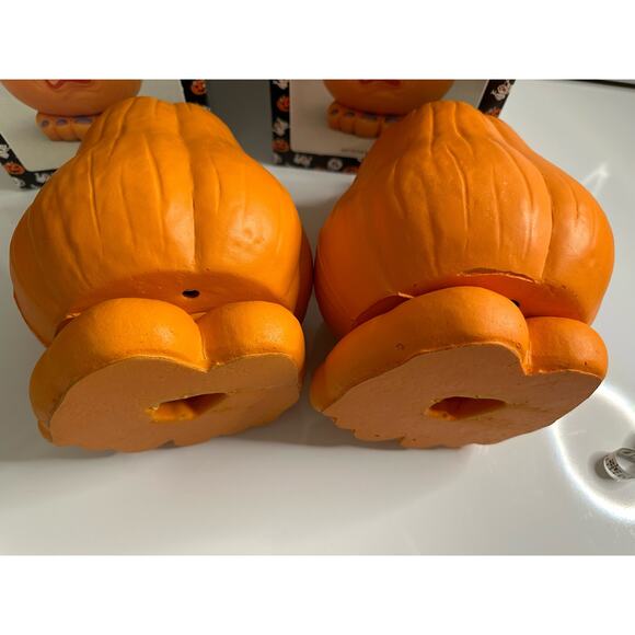 2 new vintage Halloween grumpy pumpkin displays. UNTESTED! Orange decoration - Picture 5 of 16